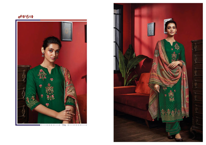 Jay Vijay Dastoor Rayon Checks With Embroidery Designer Work Suits