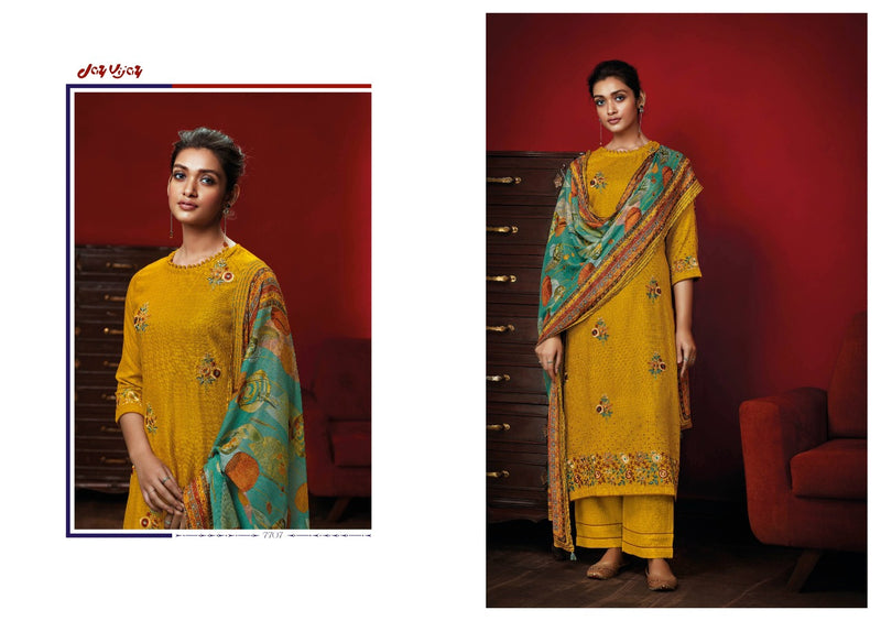 Jay Vijay Dastoor Rayon Checks With Embroidery Designer Work Suits