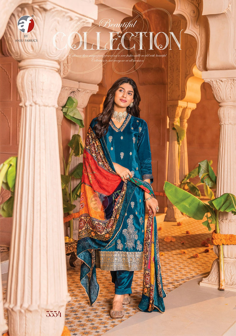 Anju Fabrics Dastoor Vol 4 Jacquard Natural Crepe Designer Kurti With Pant