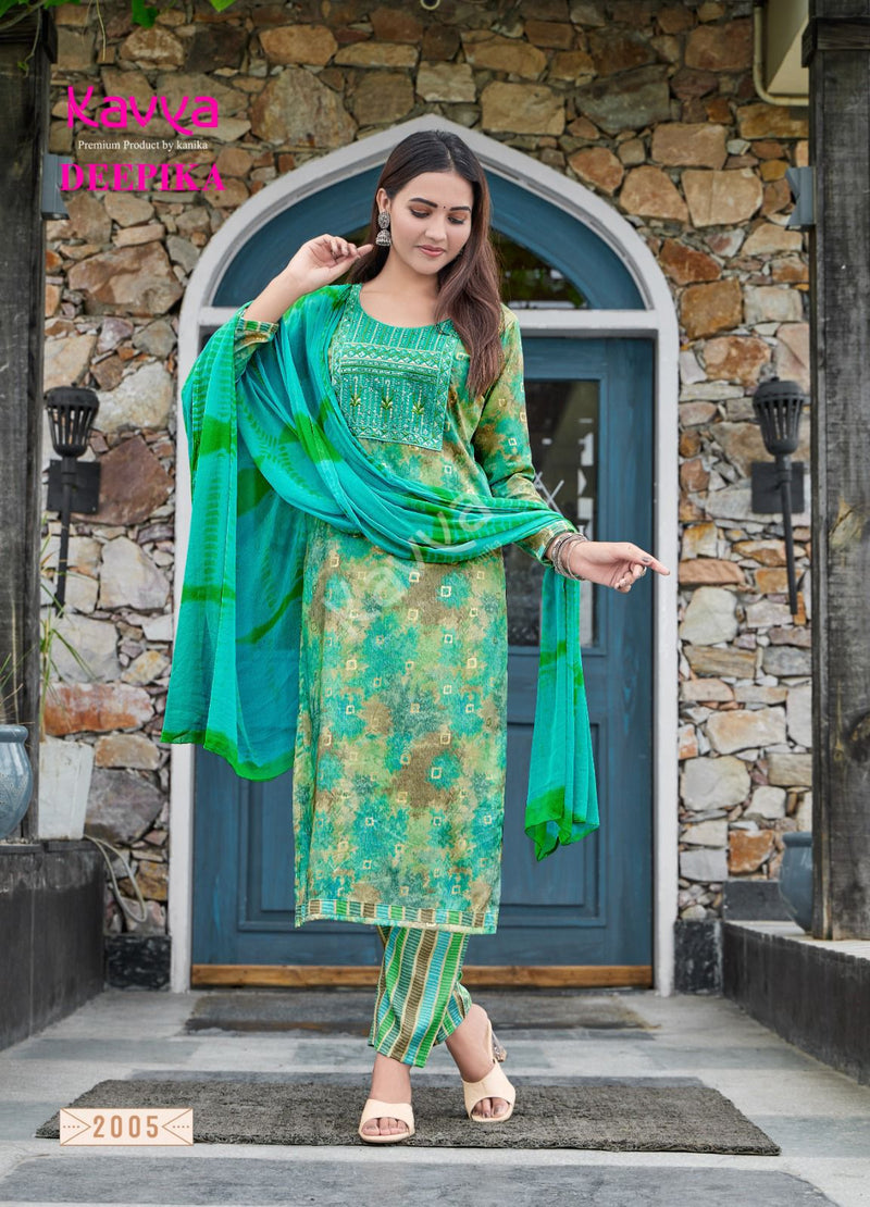 Kavya Deepika Vol 2 Fancy Printed Straight Kurti Bottom & Dupatta Set