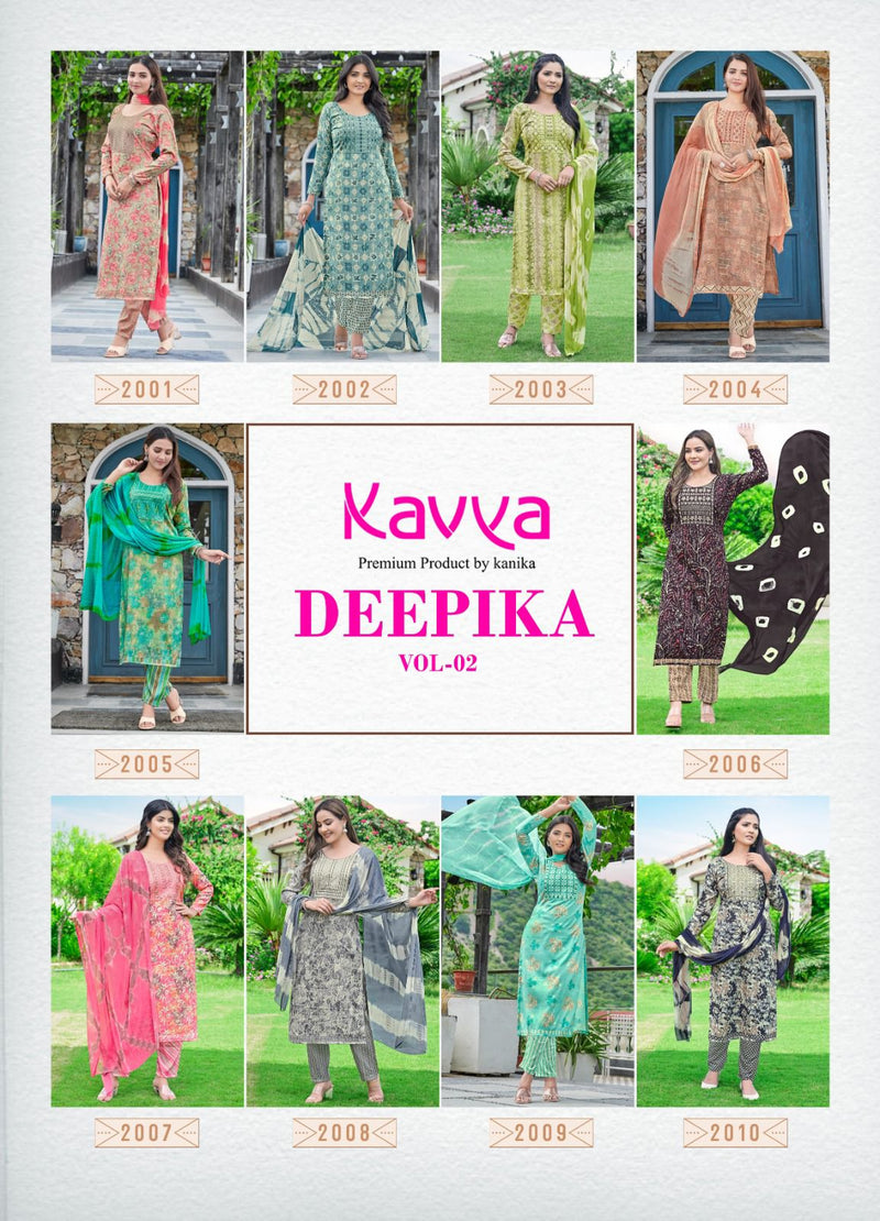 Kavya Deepika Vol 2 Fancy Printed Straight Kurti Bottom & Dupatta Set