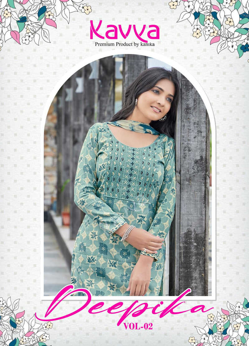 Kavya Deepika Vol 2 Fancy Printed Straight Kurti Bottom & Dupatta Set