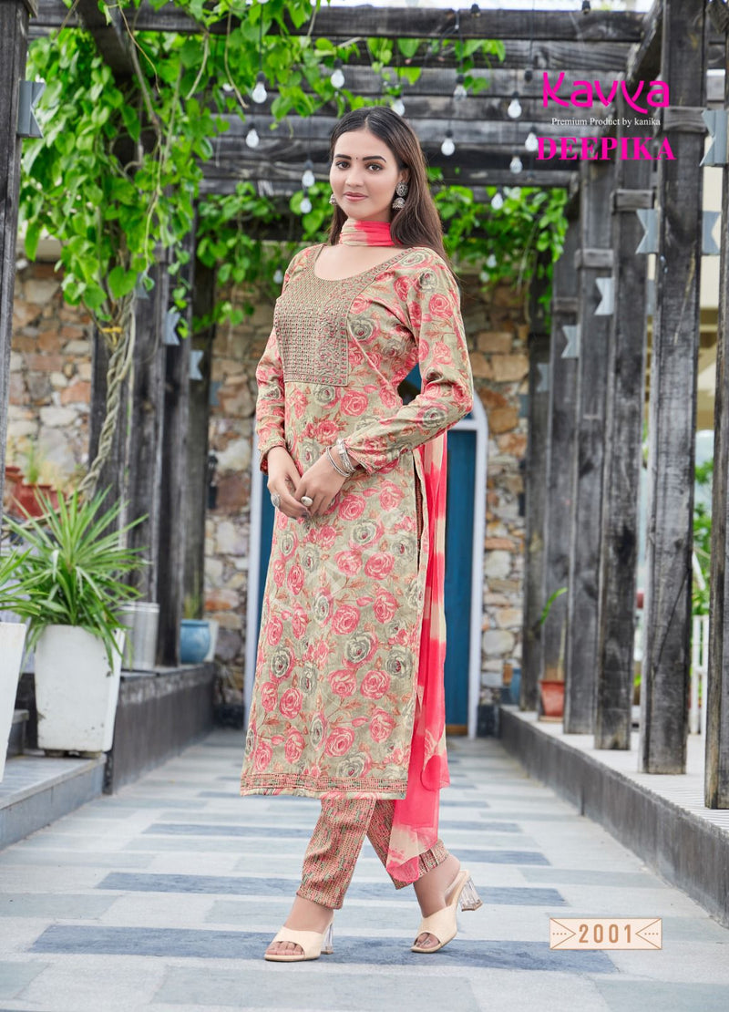 Kavya Deepika Vol 2 Fancy Printed Straight Kurti Bottom & Dupatta Set