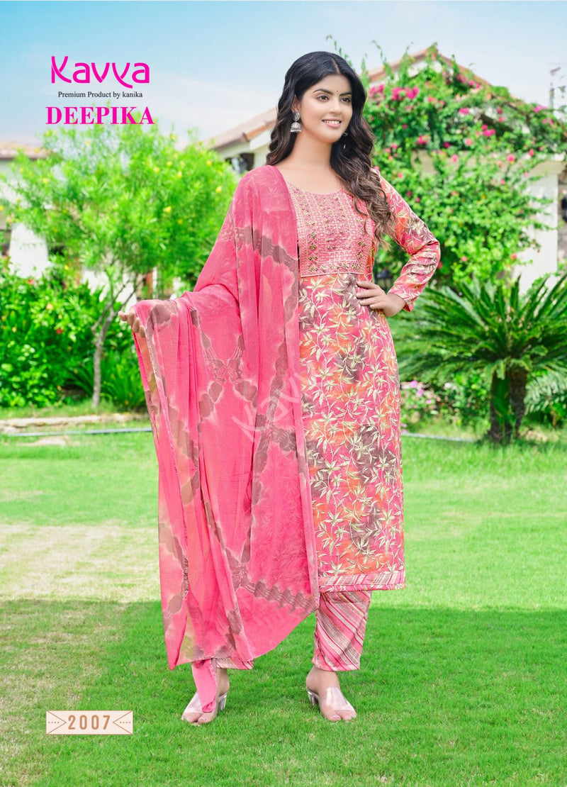 Kavya Deepika Vol 2 Fancy Printed Straight Kurti Bottom & Dupatta Set