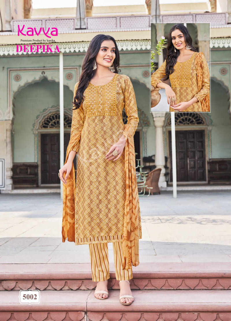 Kavya Deepika Vol 5 Rayon With Embroidery Neck Work Fancy Kurti With Bottom