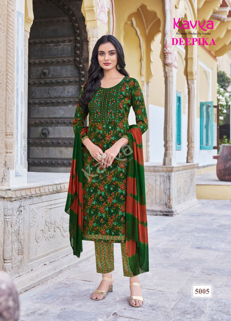 Kavya Deepika Vol 5 Rayon With Embroidery Neck Work Fancy Kurti With Bottom