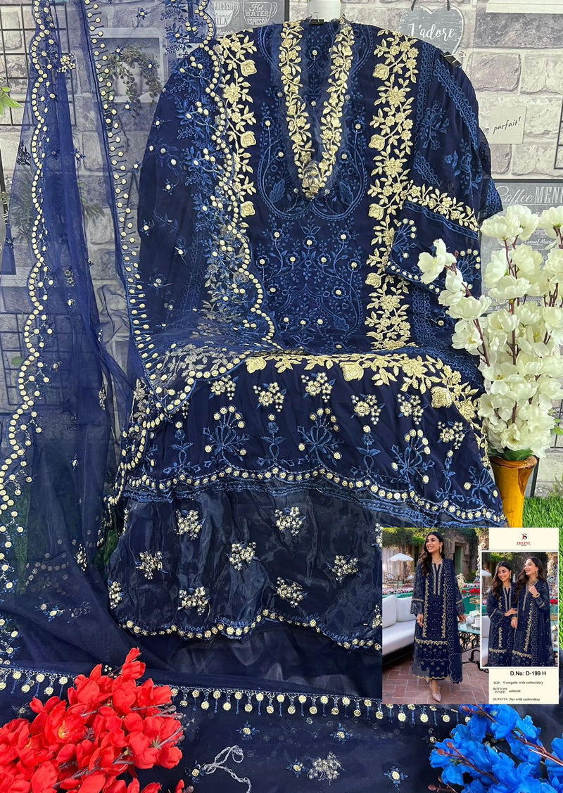 Deepsy Suits D No D 199 Georgette With Embroidered Designer Pakistani Suits