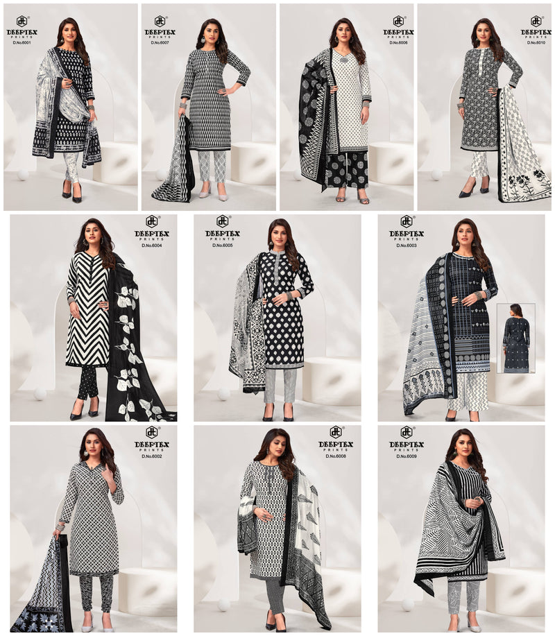 Deeptex Prints Aaliza Black & White Printed Cotton Salwar Suits
