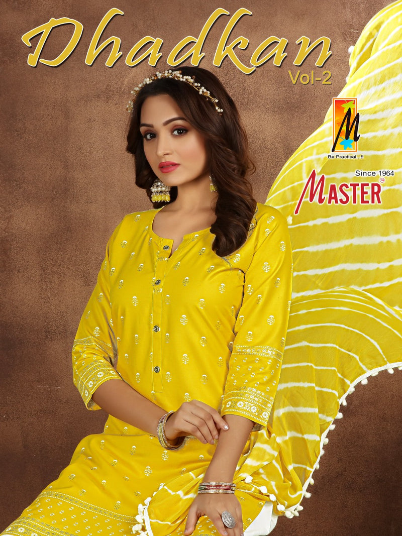 Master Dhadkan Printed Rayon Fancy Kurti With Plazzo & Dupatta