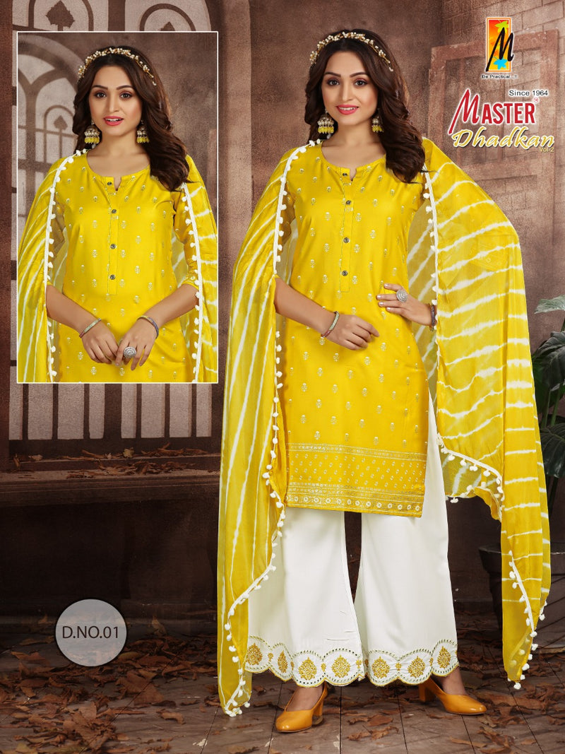 Master Dhadkan Printed Rayon Fancy Kurti With Plazzo & Dupatta