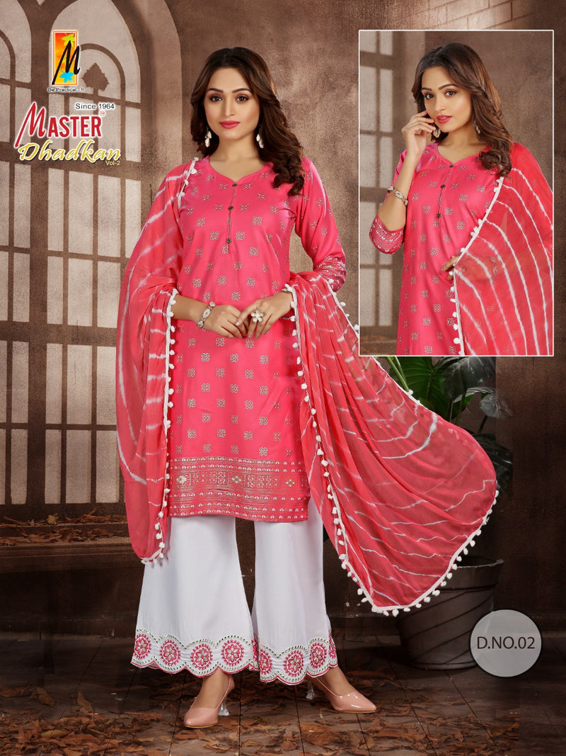 Master Dhadkan Printed Rayon Fancy Kurti With Plazzo & Dupatta
