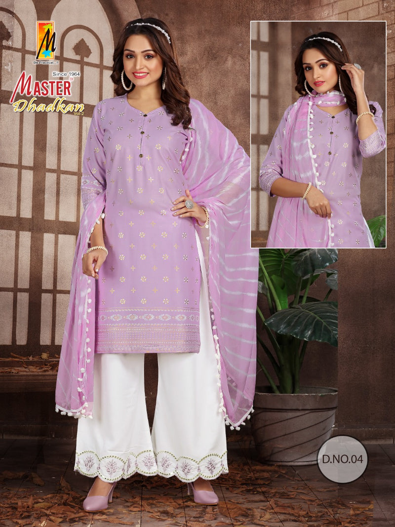 Master Dhadkan Printed Rayon Fancy Kurti With Plazzo & Dupatta
