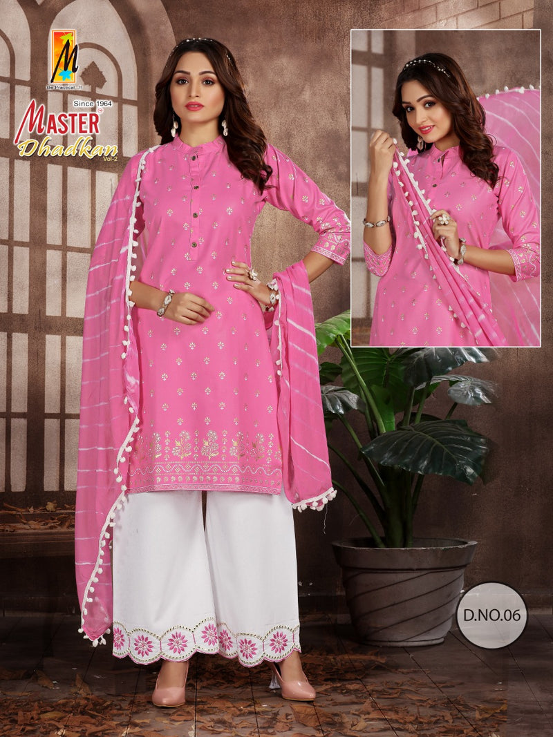 Master Dhadkan Printed Rayon Fancy Kurti With Plazzo & Dupatta