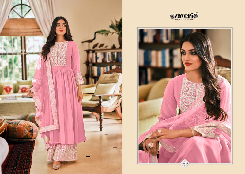 Zaveri Woman Beauty Dil Noor Georgette With Embroidery Designer Suit Collection