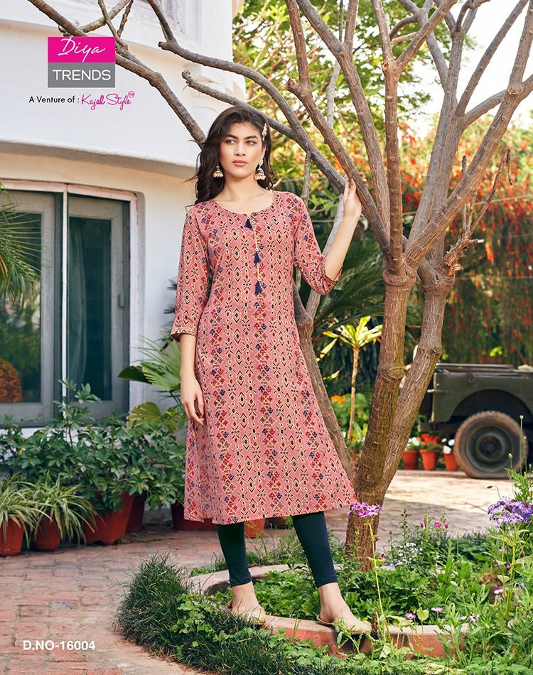 Diya Trends Garden City Vol 16 Rayon Capsule Foil Printed Daily Wear Designer Kurti
