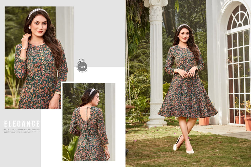 Poonam Designer Dollar Rayon Printed Fancy Short Gowns