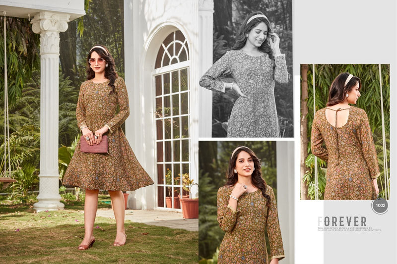 Poonam Designer Dollar Rayon Printed Fancy Short Gowns