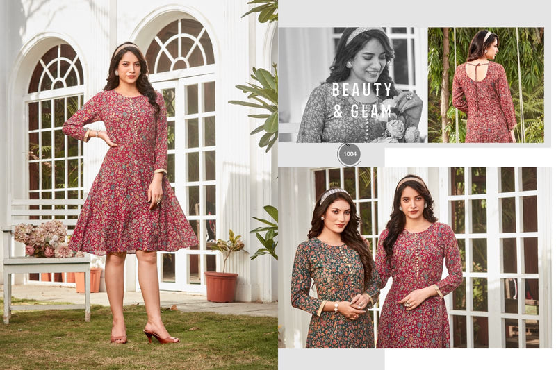 Poonam Designer Dollar Rayon Printed Fancy Short Gowns