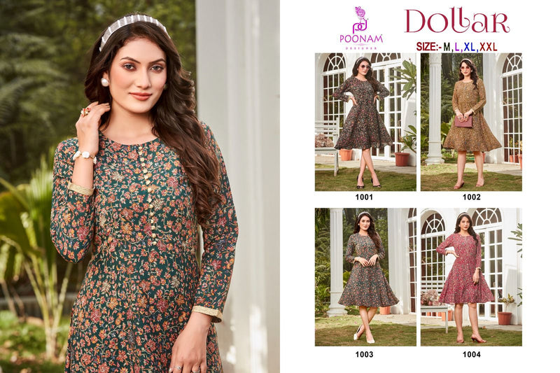 Poonam Designer Dollar Rayon Printed Fancy Short Gowns