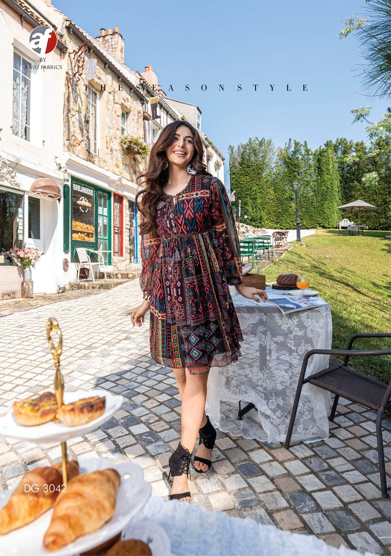 Anju Fabrics Dream Girl Vol 2 Printed Chiffon Fancy Designer Short Kurtis
