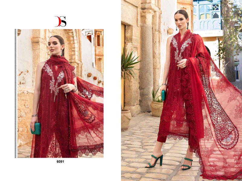 Deepsy Blue Maria B Voyage Lawn 24 Vol 2 Cotton With Heavy Self Embroidery Fancy Salwar Kameez