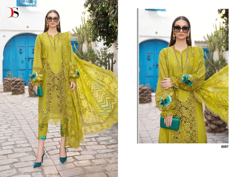 Deepsy Blue Maria B Voyage Lawn 24 Vol 2 Cotton With Heavy Self Embroidery Fancy Salwar Kameez