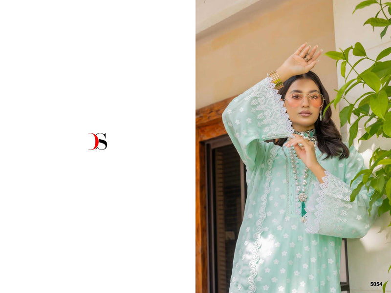 Deepsy Suit Adan Libas Inlays 24 Vol 2 Pure Cotton With Self Chicken Embroidery Work Suit