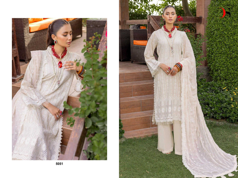 Deepsy Suit Adan Libas Inlays 24 Vol 2 Pure Cotton With Self Chicken Embroidery Work Suit