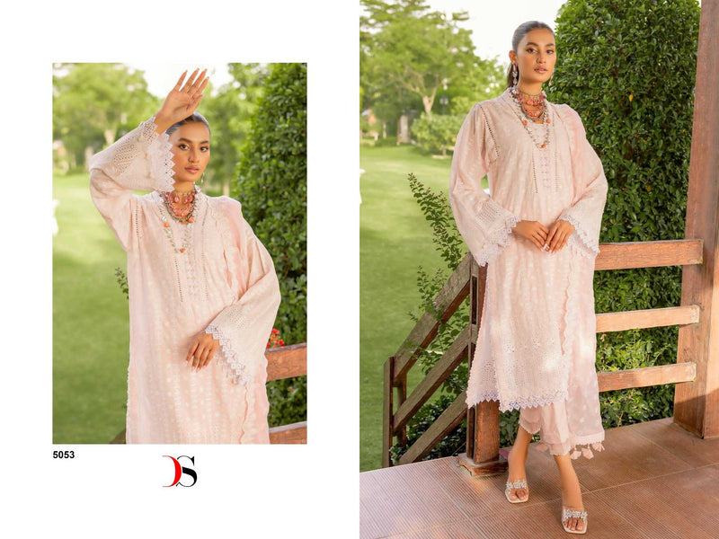Deepsy Suit Adan Libas Inlays 24 Vol 2 Pure Cotton With Self Chicken Embroidery Work Suit