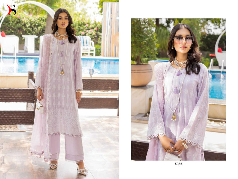 Deepsy Suit Adan Libas Inlays 24 Vol 2 Pure Cotton With Self Chicken Embroidery Work Suit