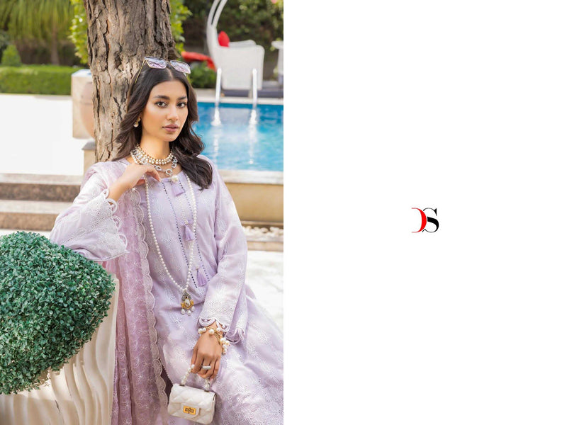 Deepsy Suit Adan Libas Inlays 24 Vol 2 Pure Cotton With Self Chicken Embroidery Work Suit
