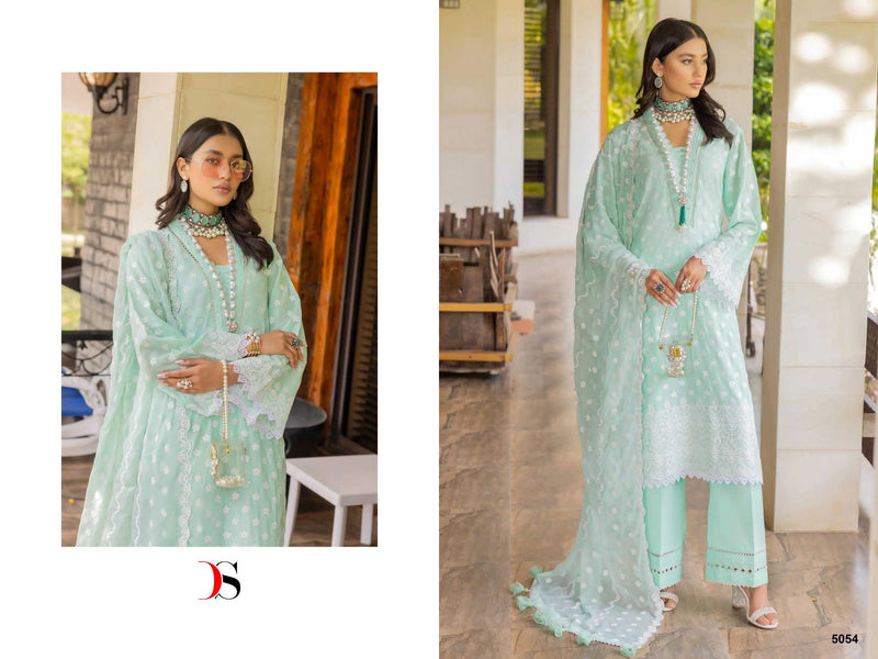 Deepsy Suit Adan Libas Inlays 24 Vol 2 Pure Cotton With Self Chicken Embroidery Work Suit