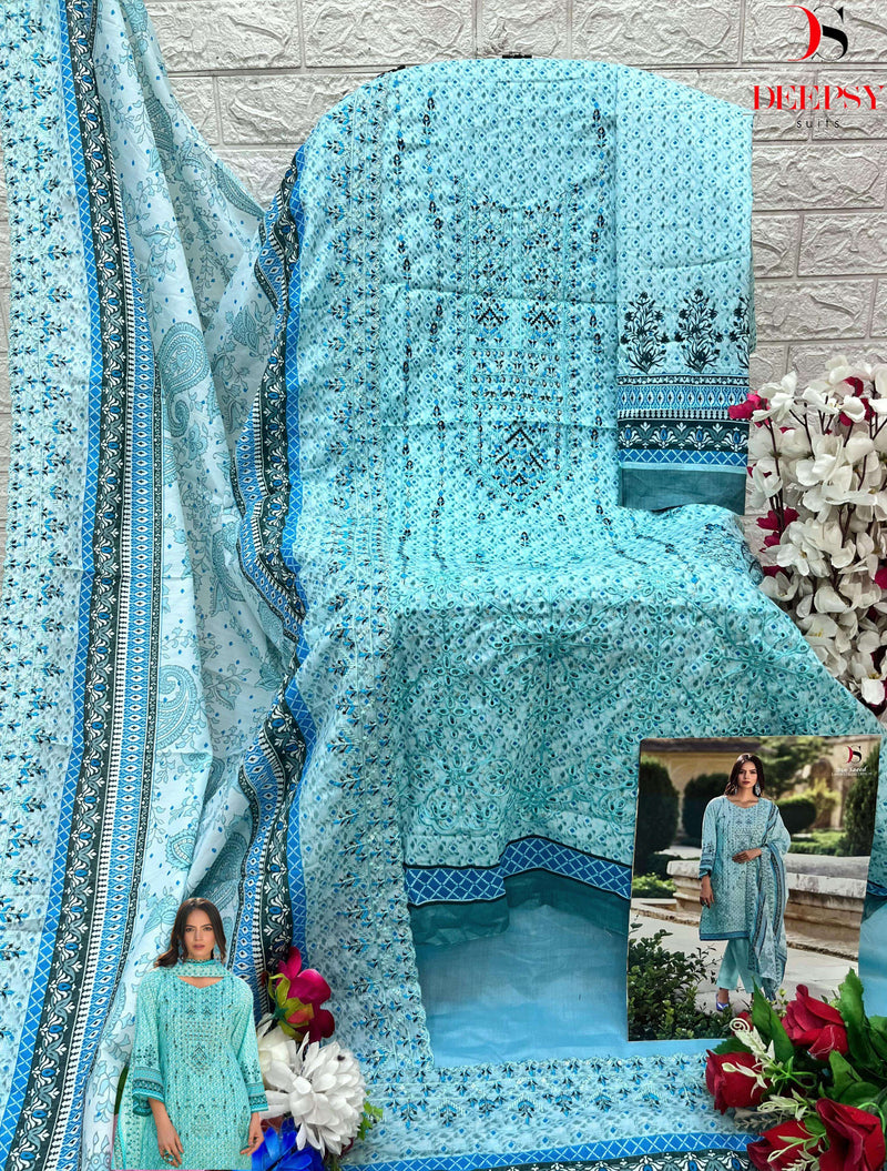 Deepsy Suit Bin Saeed Lawn Collection Vol 10 Cotton With Heavy Self Embroidery Designer Salwar suit