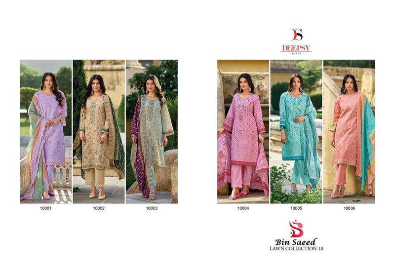 Deepsy Suit Bin Saeed Lawn Collection Vol 10 Cotton With Heavy Self Embroidery Designer Salwar suit