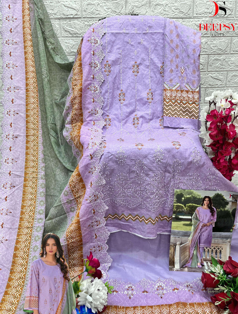 Deepsy Suit Bin Saeed Lawn Collection Vol 10 Cotton With Heavy Self Embroidery Designer Salwar suit