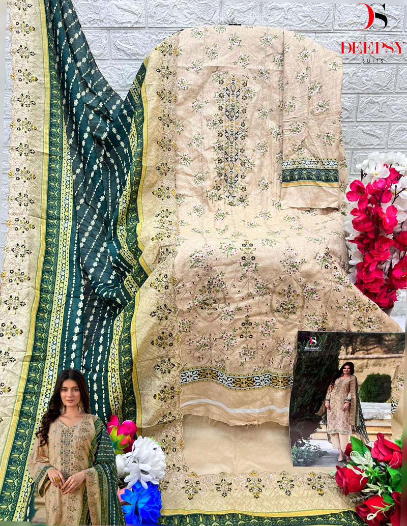 Deepsy Suit Bin Saeed Lawn Collection Vol 10 Cotton With Heavy Self Embroidery Designer Salwar suit