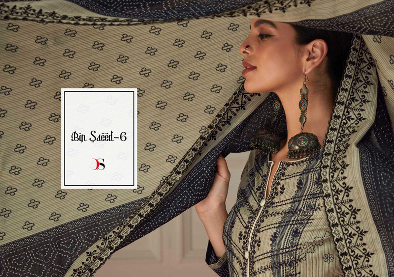 Deepsy Suit Bin Saeed Vol 6 Pure Cotton With Heavy Self Embroidered Work Salwar Suit