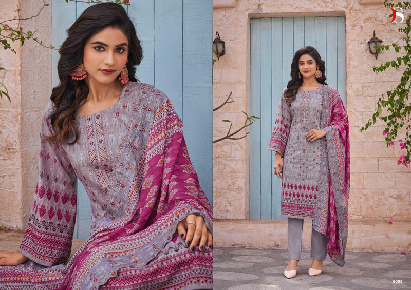 Deepsy Suit Bin Saeed Vol 8 Pure Cotton Heavy Embroidery Work Salwar Suit