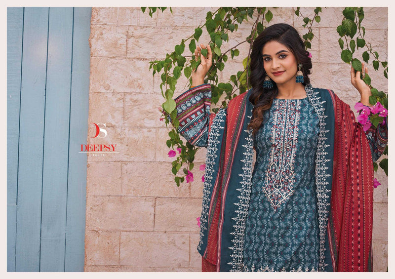 Deepsy Suit Bin Saeed Vol 8 Pure Cotton Heavy Embroidery Work Salwar Suit