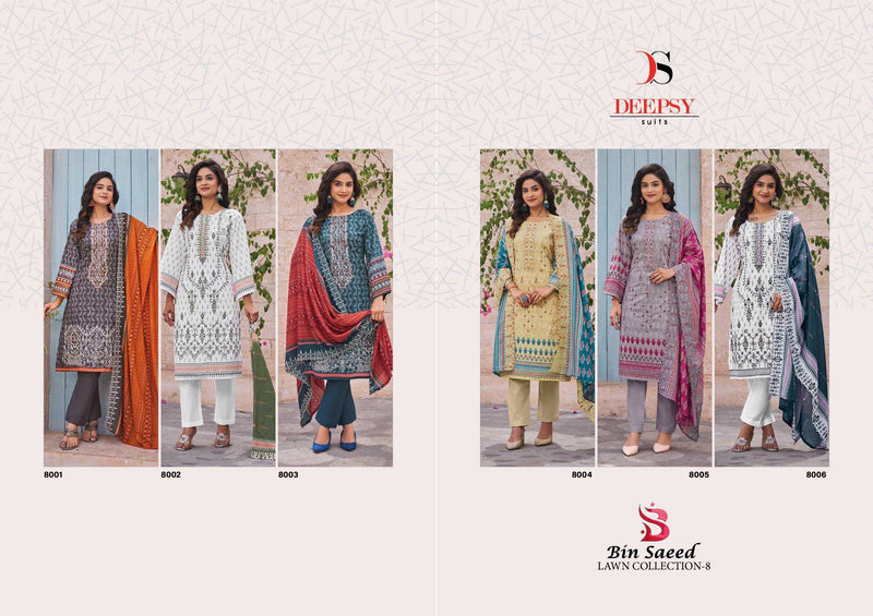 Deepsy Suit Bin Saeed Vol 8 Pure Cotton Heavy Embroidery Work Salwar Suit