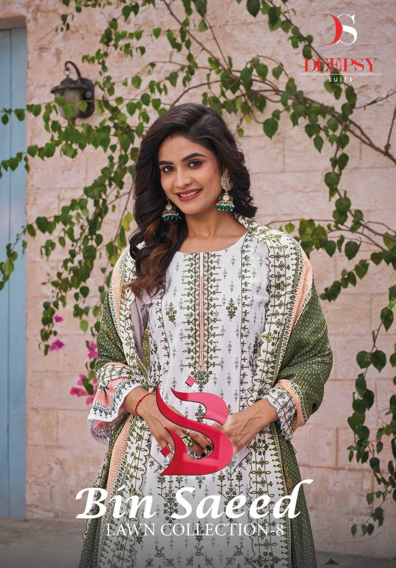 Deepsy Suit Bin Saeed Vol 8 Pure Cotton Heavy Embroidery Work Salwar Suit