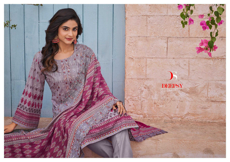 Deepsy Suit Bin Saeed Vol 8 Pure Cotton Heavy Embroidery Work Salwar Suit