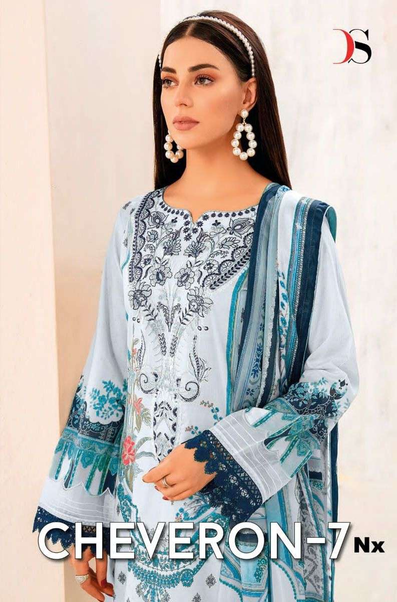 Deepsy Suit Cheveron Vol 7 Nx Pure Cotton Heavy Self Embroidery Work Salwar Suit