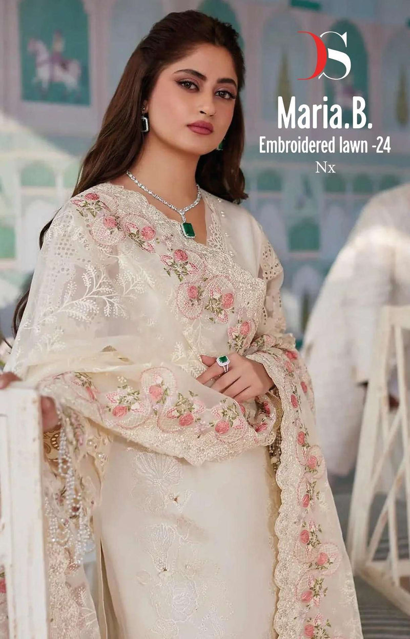 Deepsy Suit Maria B Embroidered 24 Nx Pure Cotton Self Embroidery Work Salwar Suit