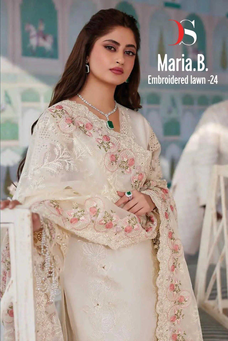 Deepsy Suit Maria B Embroidered Lawn Vol 24 Pure Cotton Heavy Embroidered Salwar Kameez