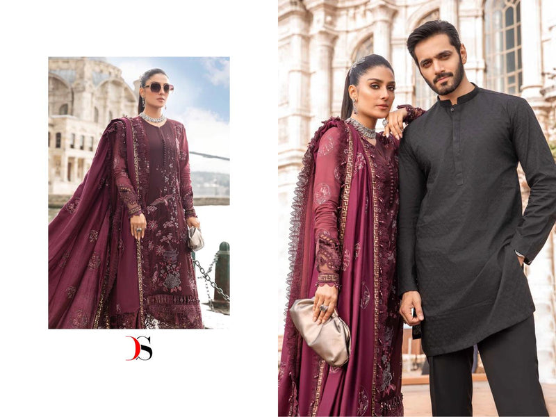Deepsy Suit Mariab Embroidered 24-2 Rayon Cotton Self Embroidered Pakistani Suit