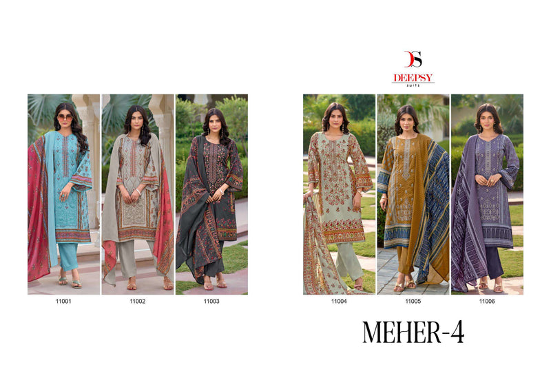 Deepsy Suit Meher Vol 4 CottoDeepsyn With Heavy Self Embroidery Exclusive Wear Suit