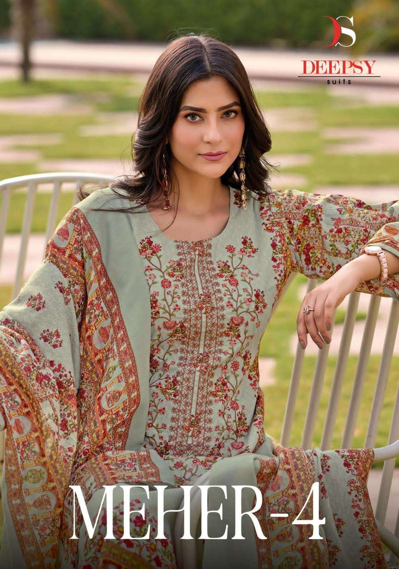 Deepsy Suit Meher Vol 4 CottoDeepsyn With Heavy Self Embroidery Exclusive Wear Suit