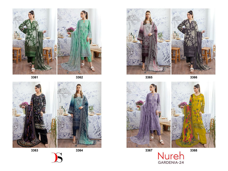 Deepsy Suit Nureh Gardenia 24 Pure Cotton Heavy Embroidery Work Salwar Suit