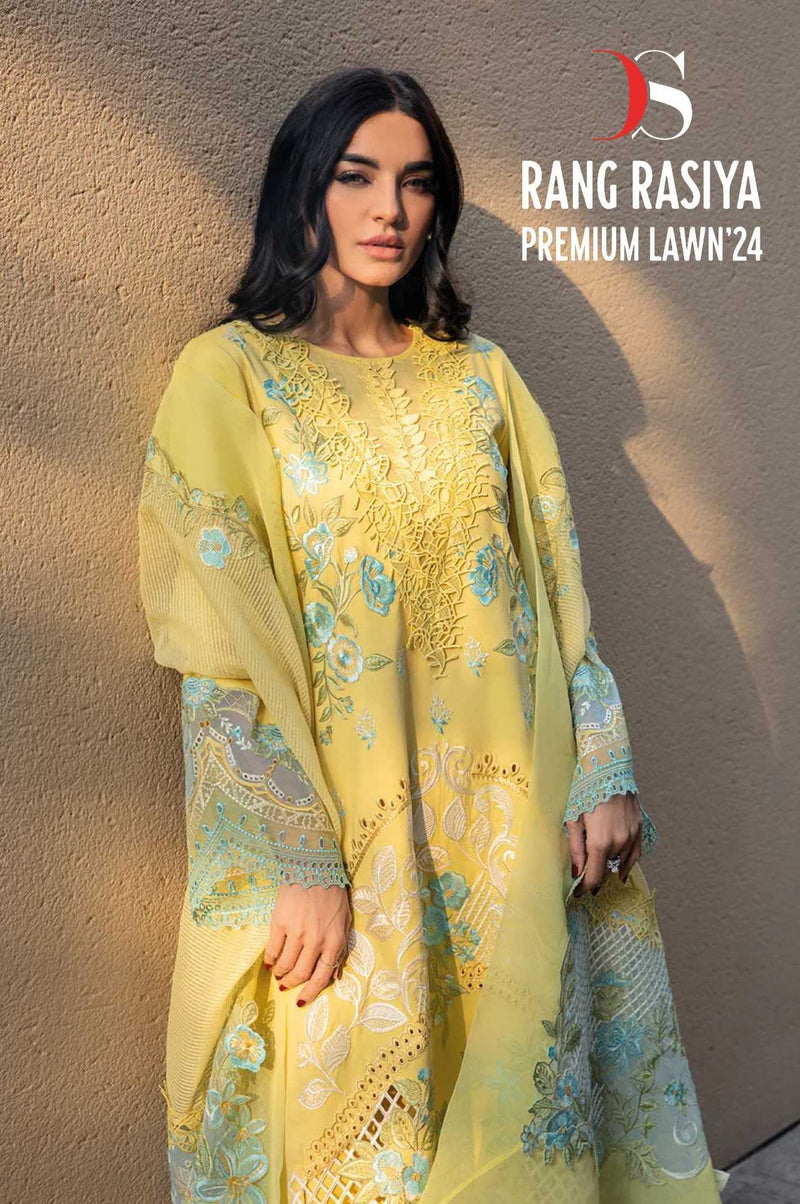 Deepsy Suit Rangrasiya Premium Lawn 24 Pure Cotton Heavy Embroidered Work Salwar Suit